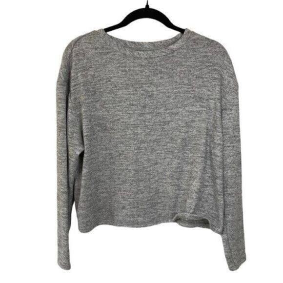 NWOT Heathered Grey Cropped Long Sleeve Size Small - Picture 1 of 3